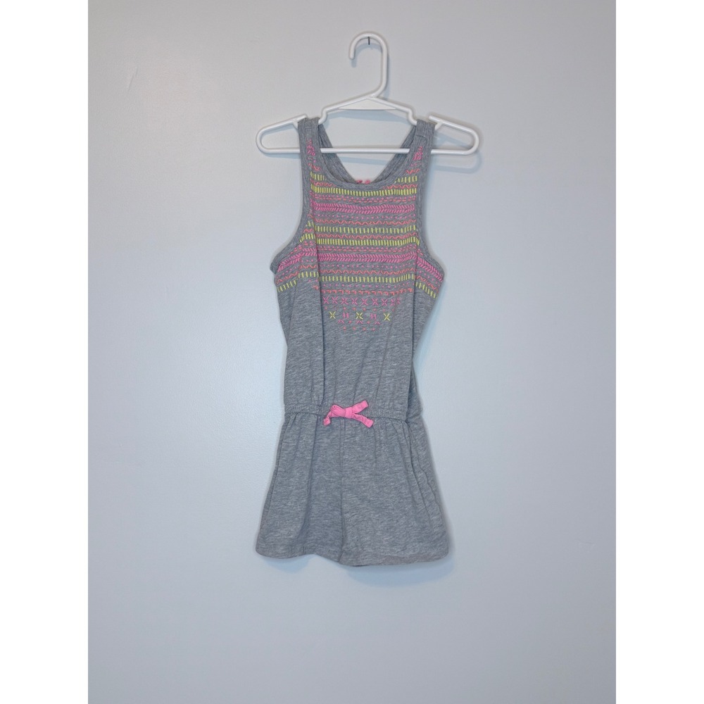Circo Girls Heather Gray Embroidered Racerback Knit Romper 5T